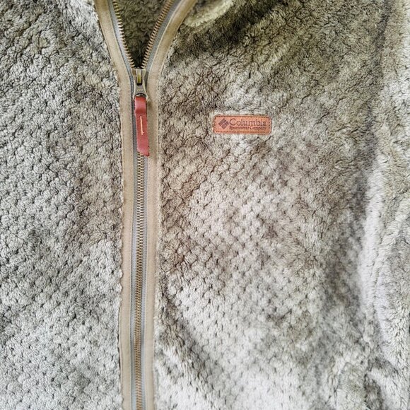 Columbia Womens XL Fuzzy Full-Zip Jacket Olive Green Polyester Cozy Outerwear - Picture 7 of 7